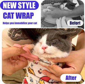 Cat Grooming Supplies, 2025 New Cat Grooming Wrap Cat Restraint for Nail Clipping, Cat Wrap for Cutting Nails with Cat Nail Clipper Cat Swaddle Wrap for Calming & Holding Cat (Large)
