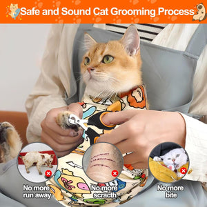 Cat Grooming Supplies, 2025 New Cat Grooming Wrap Cat Restraint for Nail Clipping, Cat Wrap for Cutting Nails with Cat Nail Clipper Cat Swaddle Wrap for Calming & Holding Cat (Large)
